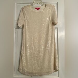 Betsey Johnson Cream Sequin Mini Dress